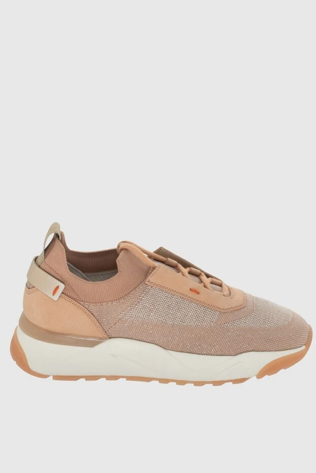 Santoni woman beige leather and textile sneakers for women 171793 - photo 1