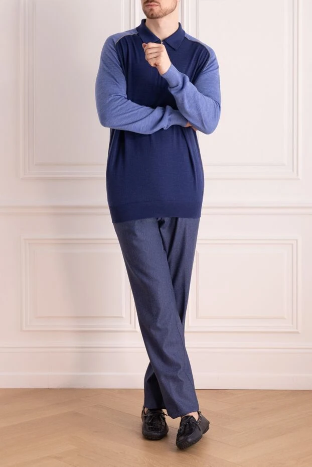 Cesare di Napoli man blue wool trousers for men buy with prices and photos 171807 - photo 2