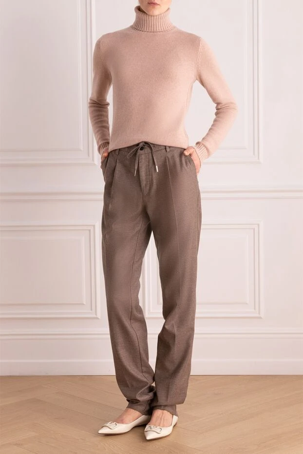 Cesare di Napoli женские брюки из шерсти бежевые женские купить с ценами и фото 171823 - фото 2