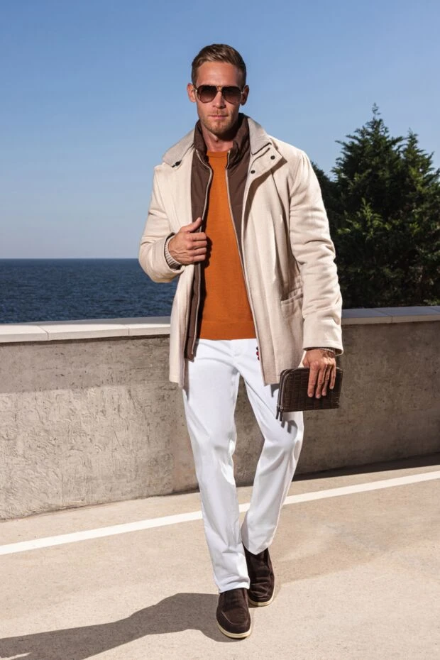 Kiton men's down jacket made of wool, silk, cashmere and elastane beige 171826 - photo 3