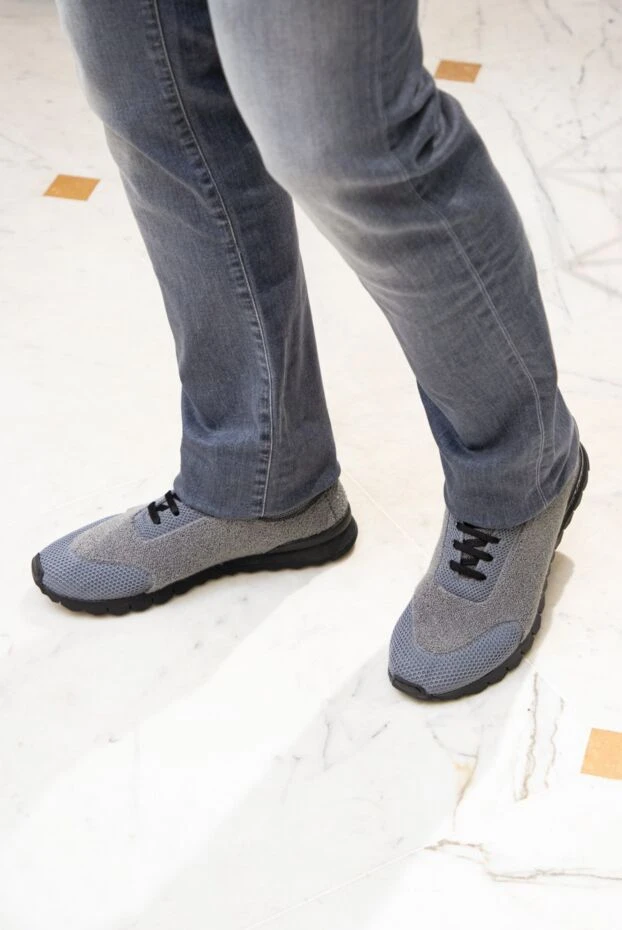 Kiton кроссовки серые с махровыми вставками и чёрной подошвой 171846 - фото 2