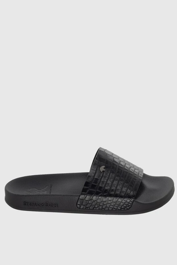Crocodile leather flip flops black for men - photo 1