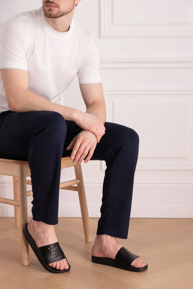 Stefano Ricci crocodile leather flip flops black for men 171859 - photo 2