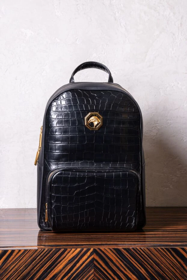Black crocodile leather backpack for men - photo 2