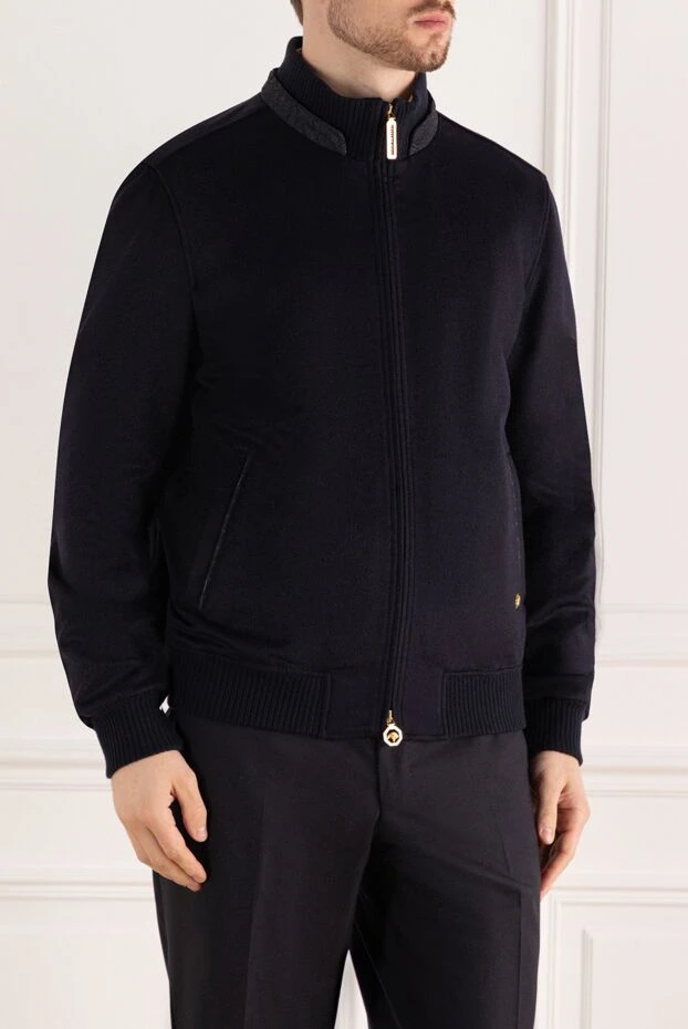 Stefano Ricci cashmere, wool and crocodile leather jacket blue for men 171863 - photo 3