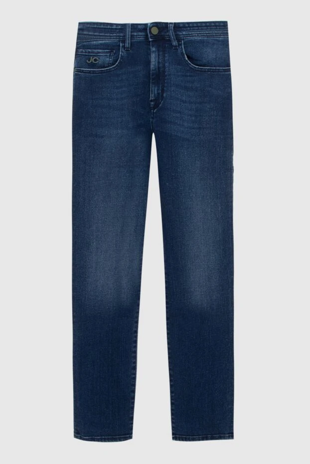 Dark blue women's jeans with a high rise