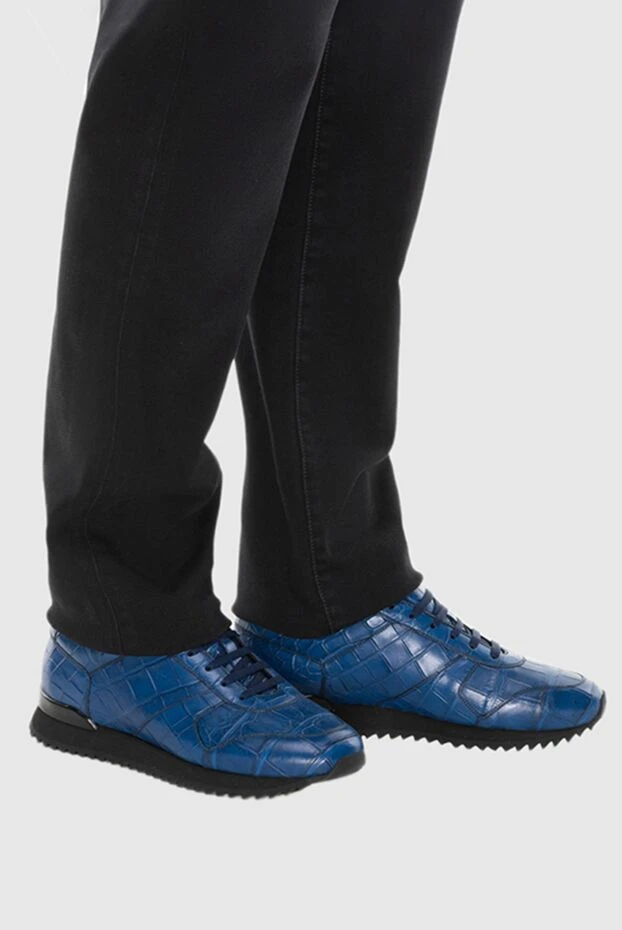 Cesare di Napoli мужские кроссовки из кожи аллигатора синие мужские купить с ценами и фото 171939 - фото 2