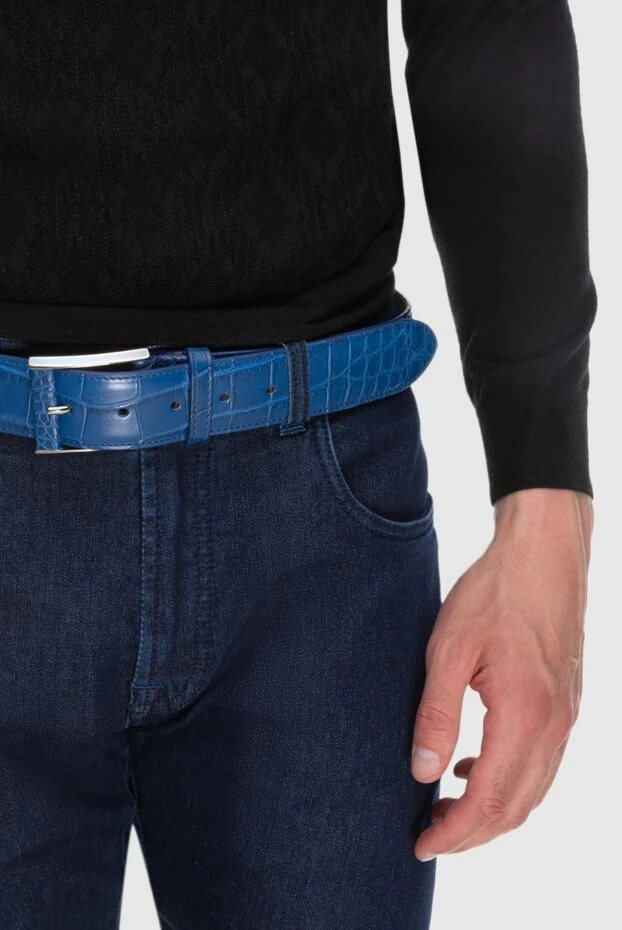 Cesare di Napoli man crocodile leather belt blue for men buy with prices and photos 171943 - photo 2