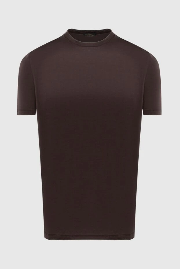 Cesare di Napoli smooth cotton straight fit t-shirt in brown tone 196532 - photo 1