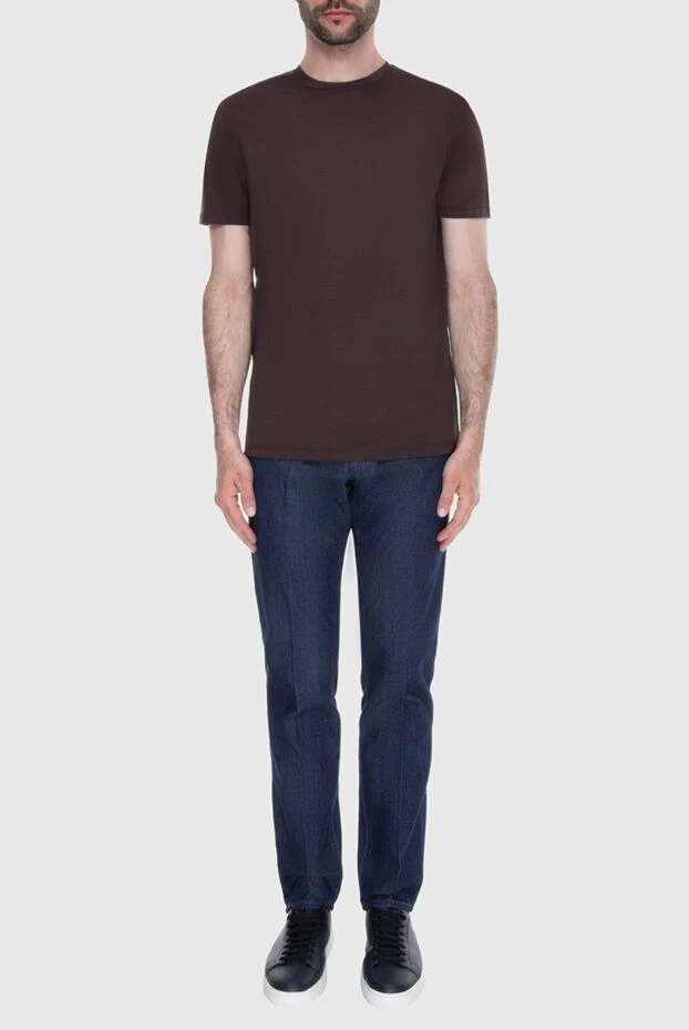 Cesare di Napoli smooth cotton straight fit t-shirt in brown tone 196532 - photo 2