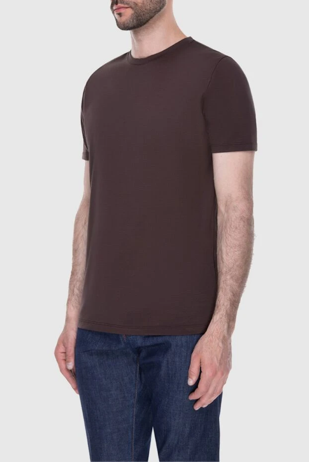 Cesare di Napoli smooth cotton straight fit t-shirt in brown tone 196532 - photo 3