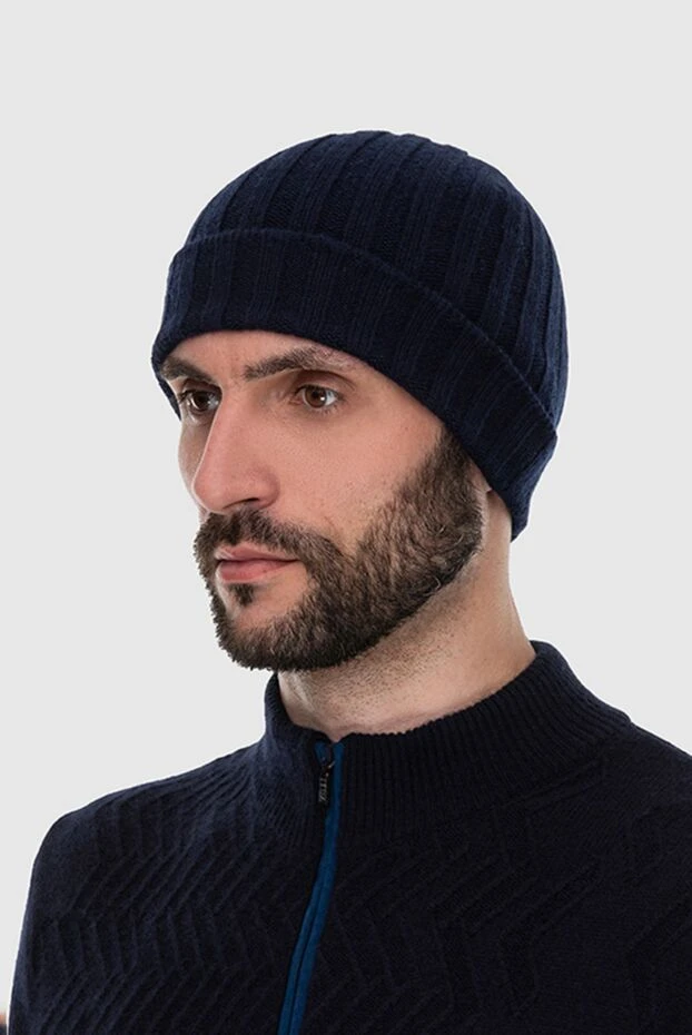 Gran Sasso мужские шапка из кашемира синяя мужская купить с ценами и фото 172008 - фото 2