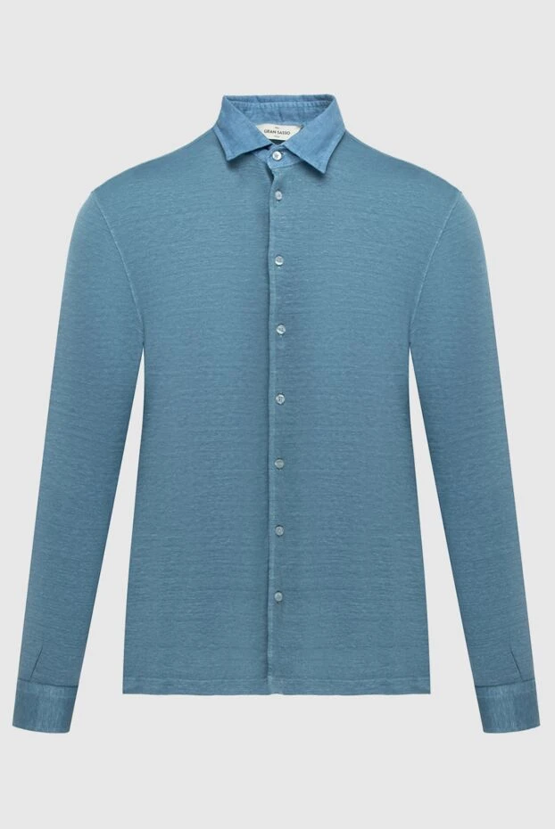 Gran Sasso мужские сорочка из льна и эластана синяя мужская купить с ценами и фото 172027 - фото 1