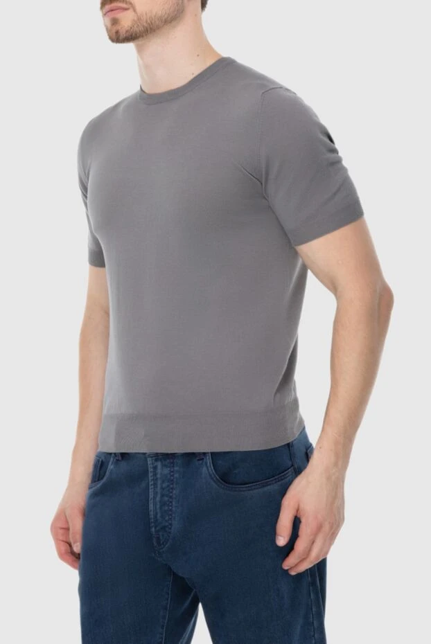 Gran Sasso gray cotton sweater with short sleeves men's 195475 - photo 3