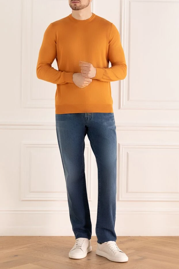 Gran Sasso men's cotton jumper in warm orange color 196550 - photo 2