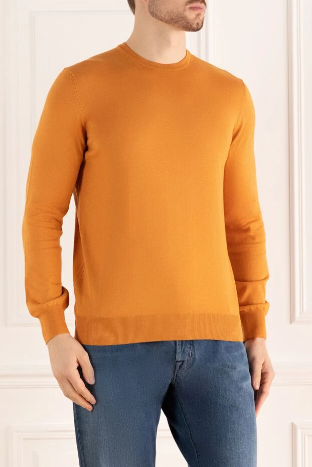 Gran Sasso men's cotton jumper in warm orange color 196550 - photo 3