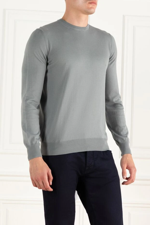 Gran Sasso silky cotton crew neck jumper grey men's 195474 - photo 3
