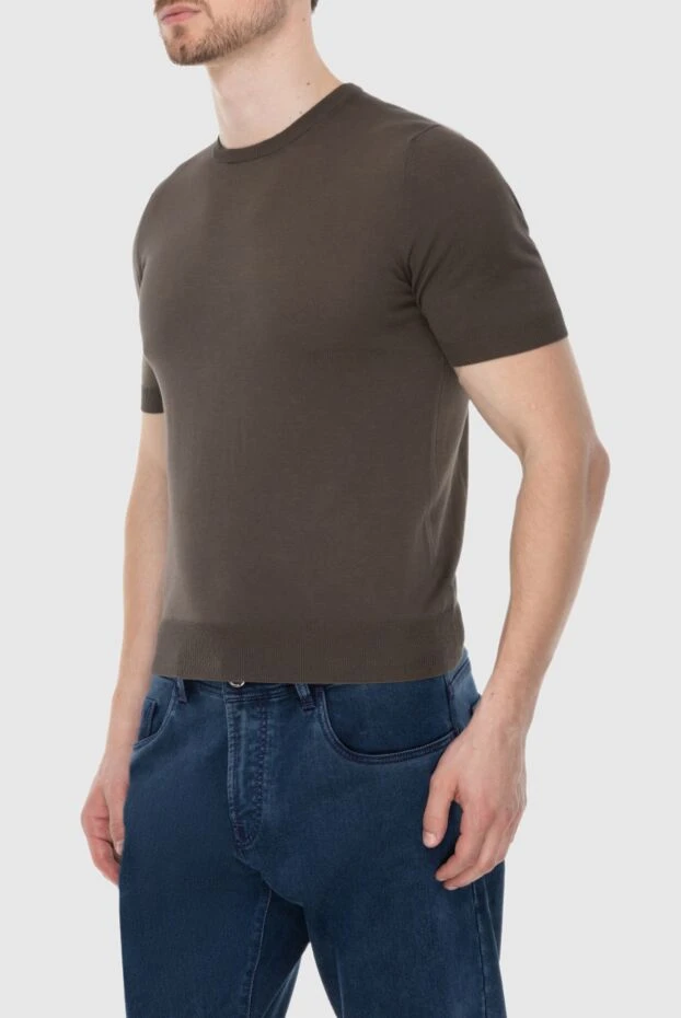 Gran Sasso brown cotton jumper with short sleeves and elasticated hem 197032 - photo 3