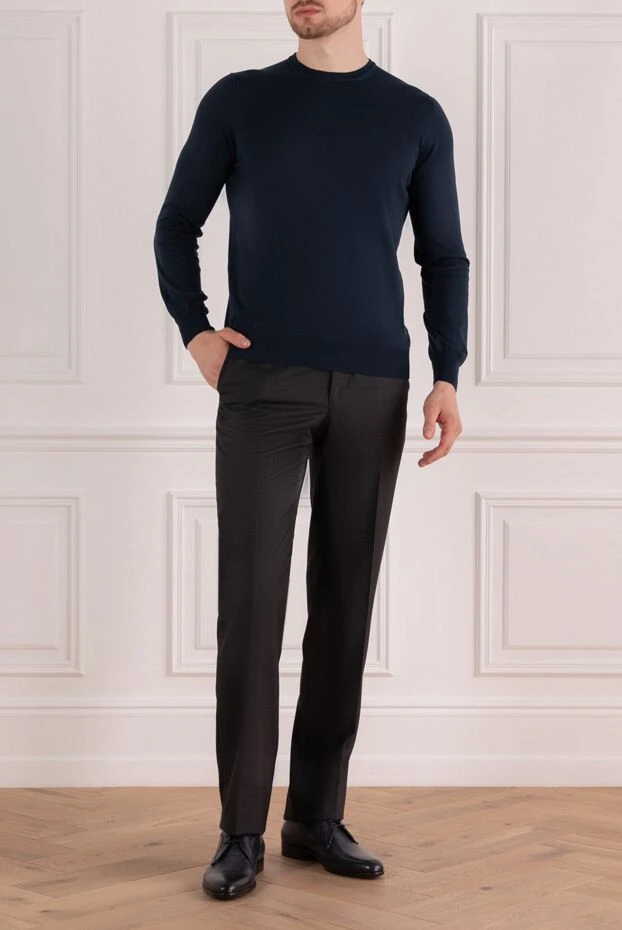 Gran Sasso blue cotton long sleeve jumper for men 196567 - photo 2