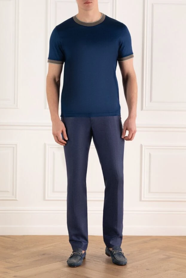 Gran Sasso мужские футболка хлопковая синяя мужская купить с ценами и фото 172068 - фото 2