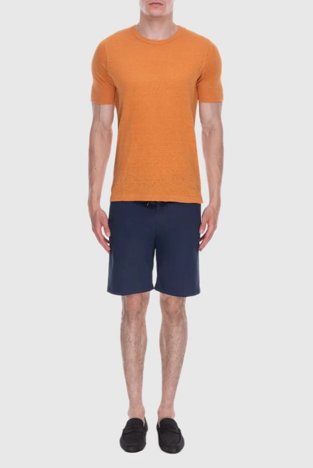 Gran Sasso orange linen short sleeve t-shirt with side slits 195476 - photo 2