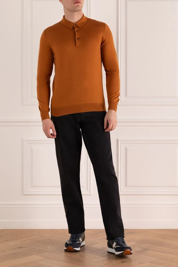 Gran Sasso man wool and silk polo orange for men 172116 - photo 2