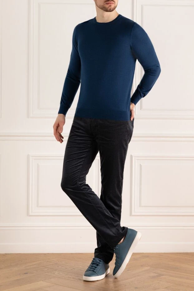 Gran Sasso man cashmere and silk jumper blue for men buy with prices and photos 172125 - photo 2