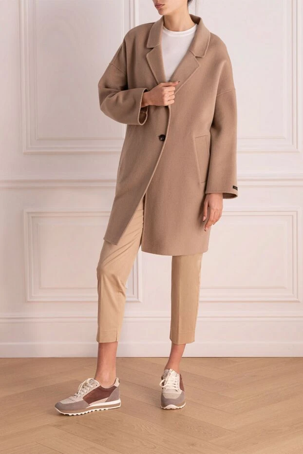 Peserico woman women's beige wool and cashmere coat 172133 - photo 2