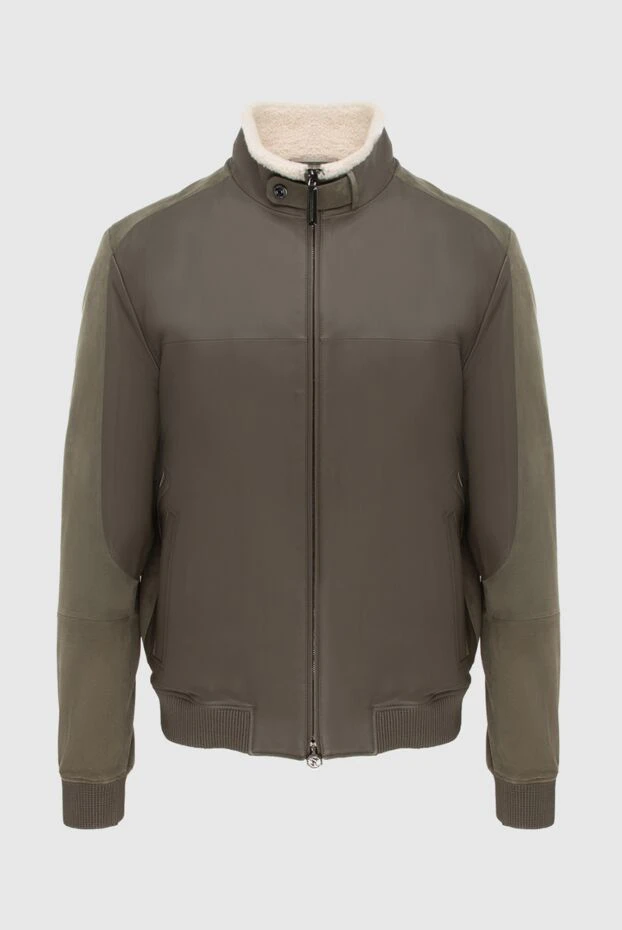 Куртка на хутрі з натуральної шкіри зелена чоловіча - фото 1