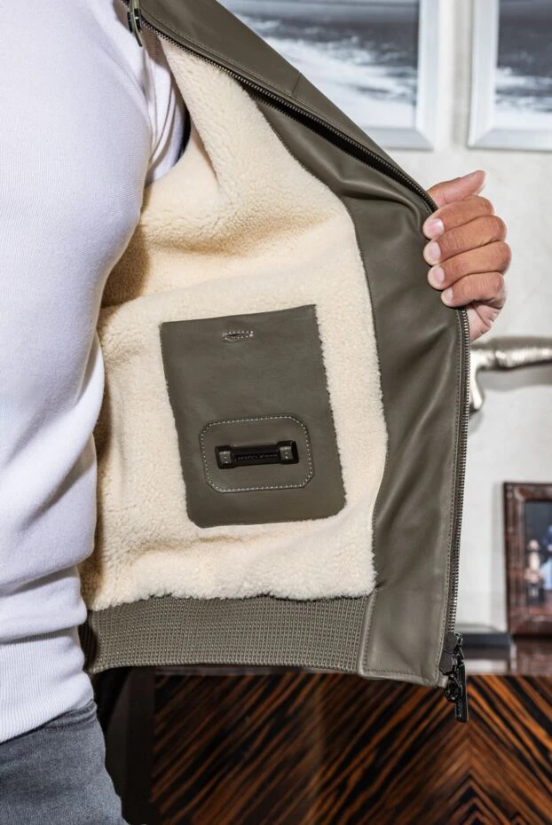 Stefano Ricci куртка на хутрі з натуральної шкіри зелена чоловіча 172157 - фото 3