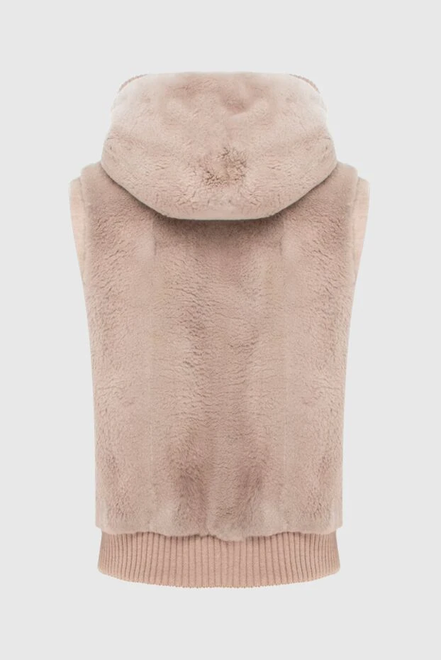 Кашемировый бежевый жилет на молнии с мягкой посадкой и трикотажными вставками - фото 2