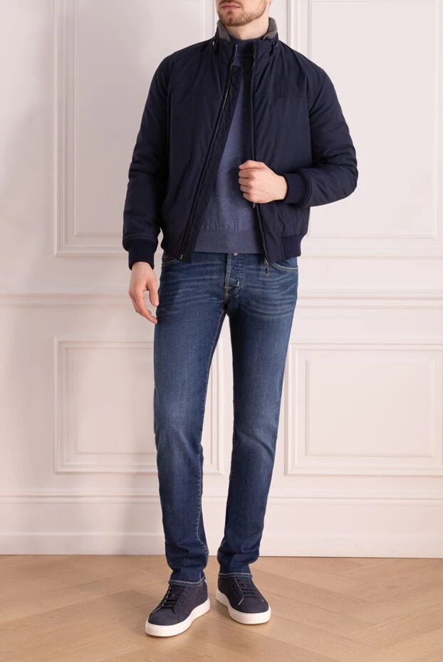 Fabio Gavazzi man jacket with fur from polyester and viscose blue for men 172177 - photo 2