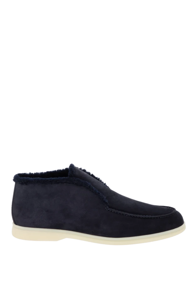 Blue suede loafers for men