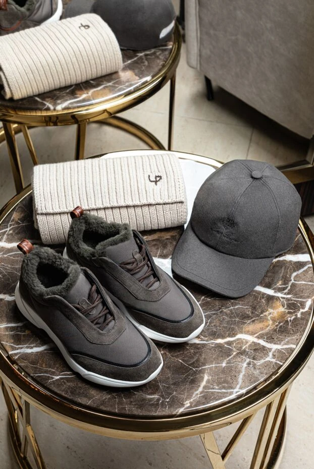 Loro Piana кросівки з замші та текстилю коричневі чоловічі 172202 - фото 2