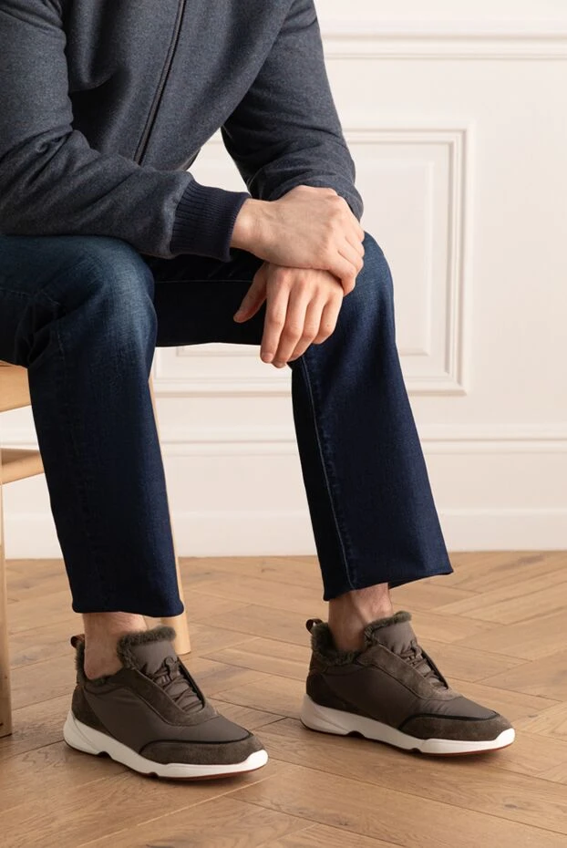Loro Piana мужские кроссовки из замши и текстиля коричневые мужские купить с ценами и фото 172202 - фото 2