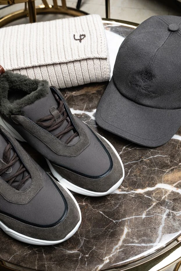 Loro Piana brown suede and textile sneakers for men 172202 - photo 3