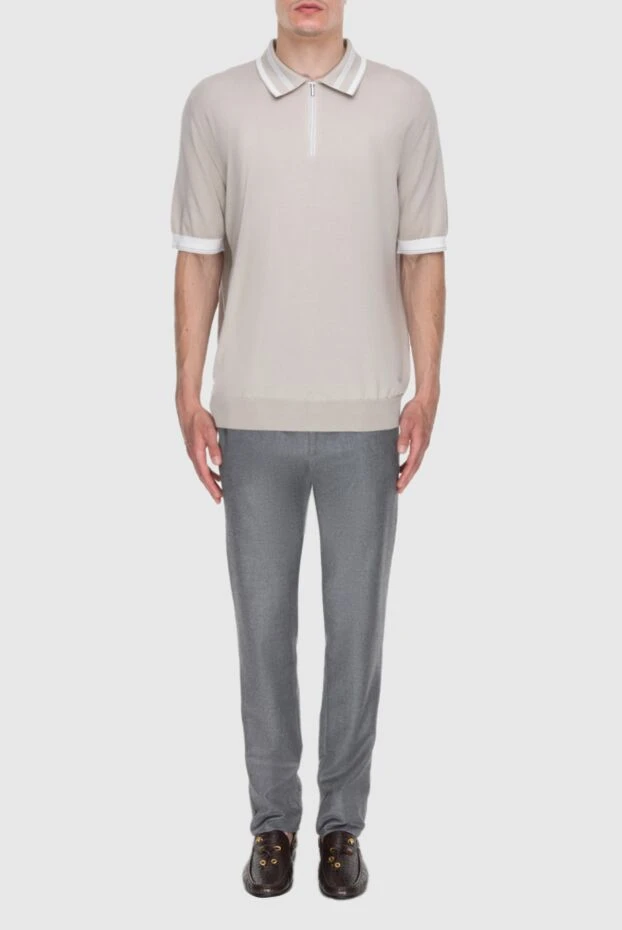 Zilli men's light-colored polo shirt with a silky texture and short sleeves 195760 - photo 2