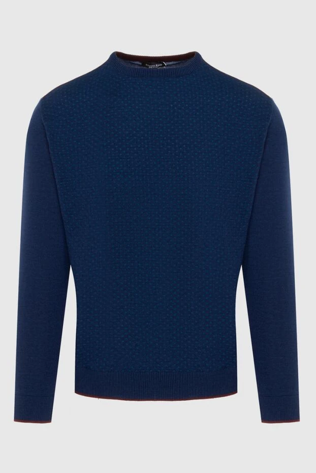 Blue cashmere and silk jumper for men - photo 1