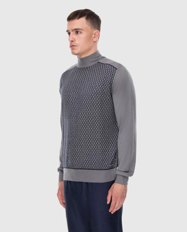 Stefano Ricci men's high-collar stand-up jumper made of cashmere and silk gray 172311 - photo 3
