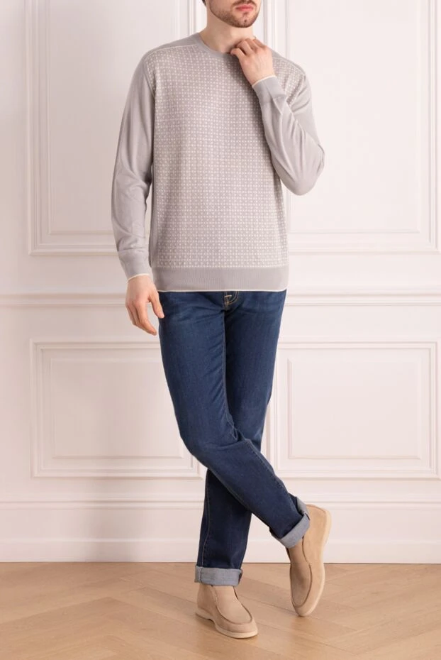 Stefano Ricci джемпер из кашемира и шелка серый мужской 172314 - фото 2