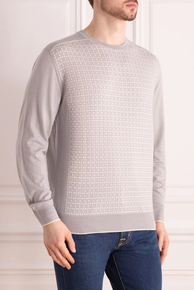 Stefano Ricci джемпер из кашемира и шелка серый мужской 172314 - фото 3