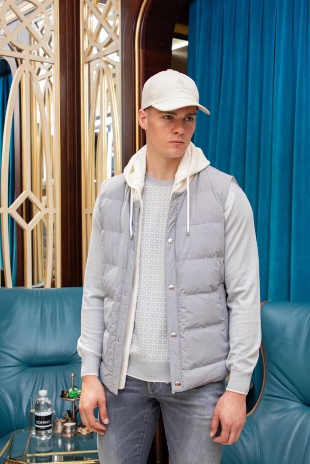 Джемпер из кашемира и шелка серый мужской - фото 2