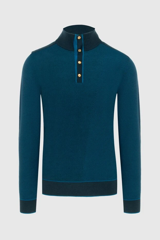 Cashmere and silk blue men's tee - photo 1