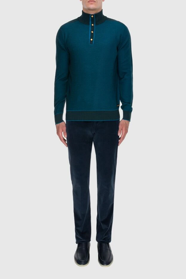 Stefano Ricci cashmere and silk blue men's tee 172317 - photo 2