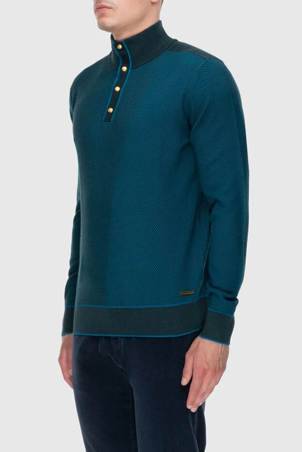 Stefano Ricci cashmere and silk blue men's tee 172317 - photo 3