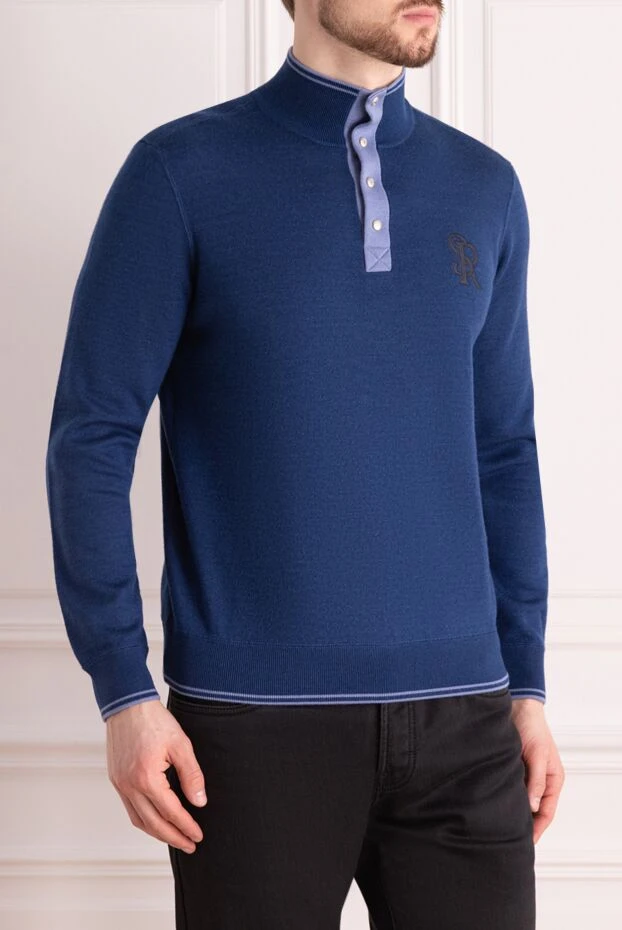 Stefano Ricci cashmere and silk blue men's tee 172325 - photo 3