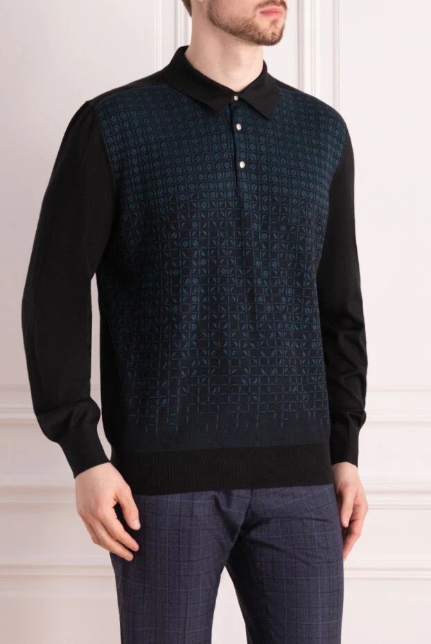 Stefano Ricci long-sleeved polo shirt made of silk and cashmere black for men 172330 - photo 3