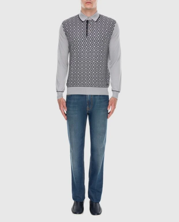 Stefano Ricci long-sleeved polo from silk and cashmere gray for men 172331 - photo 2