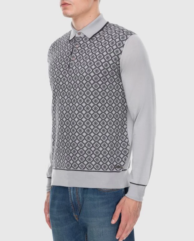 Stefano Ricci long-sleeved polo from silk and cashmere gray for men 172331 - photo 3