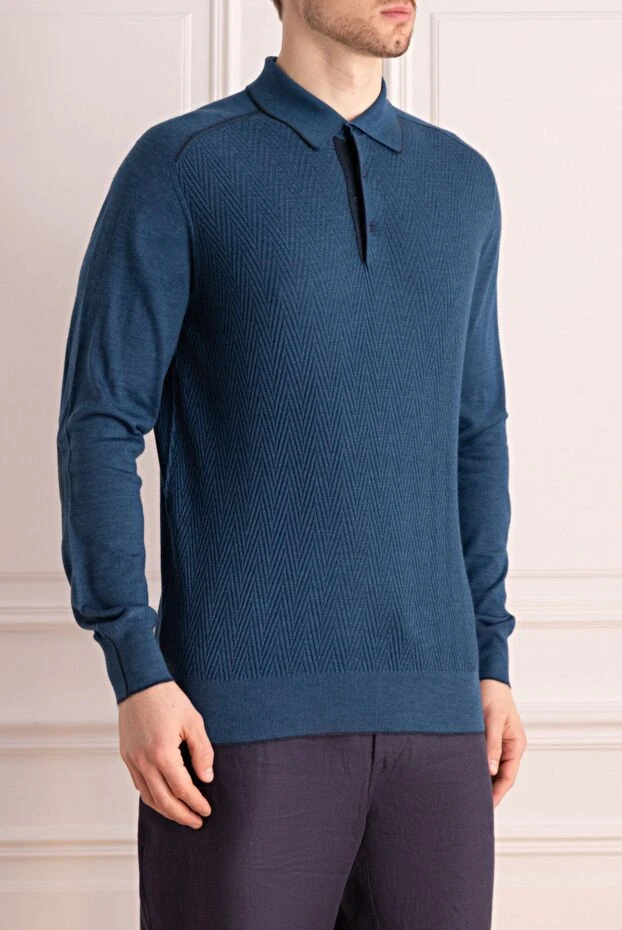 Stefano Ricci long-sleeved silk and cashmere polo blue for men 172335 - photo 3